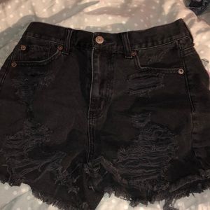 American eagle ripped black jean shorts